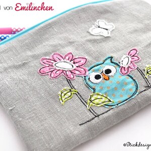 Embroidery file owl with flowers 13x18 5x7 Doodle application embroidery pattern image 3