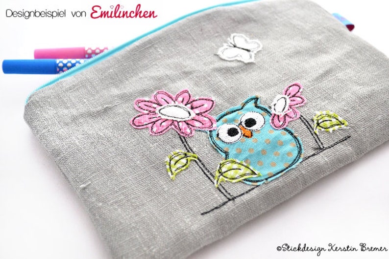Embroidery file owl with flowers 13x18 5x7 Doodle application embroidery pattern image 3