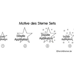 Stickdatei Stern 10x10 4x4 Set Doodle Applikation Stickmuster Sterne Maschinenstickerei Bild 2