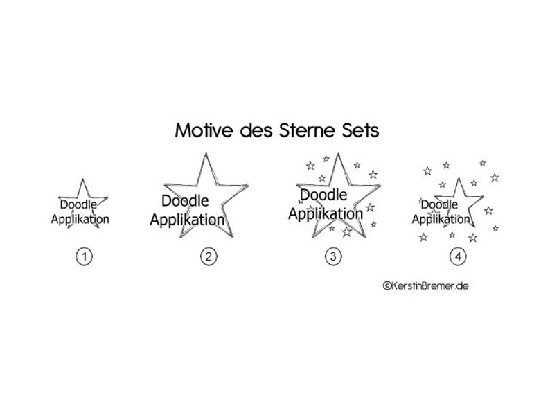 Stickdatei Stern 10x10 4x4 Set Doodle Applikation Stickmuster Sterne Maschinenstickerei Bild 2