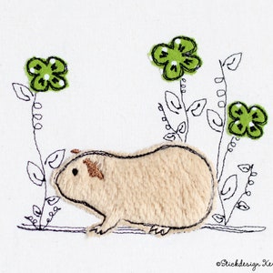 Embroidery file guinea pig with clover 13x18 hoop guinea pig doodle application