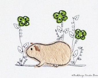 Embroidery file guinea pig with clover 13x18 hoop guinea pig doodle application