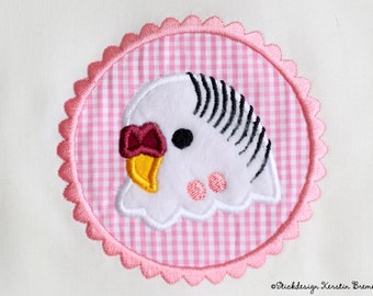 Embroidery file budgerigar button - application embroidery pattern, embroidery motif parakeet, machine embroidery pattern parrot