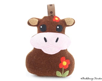 ITH broderie lime vache 10x10 (4x4) - pendentif, peluche et décoration