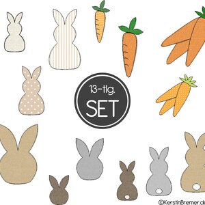 Embroidery file Easter 13x18 + 16x26 | Doodle applique embroidery pattern rabbit, Easter bunny, carrot, carrot, rabbit head, bunny, Easter decoration