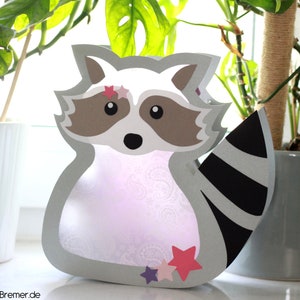 Linterna de mapache SVG DXF archivo de trazador con instrucciones de artesanía para descargar, hacer plantilla de linterna de San Martín, linterna infantil Lantern Festival