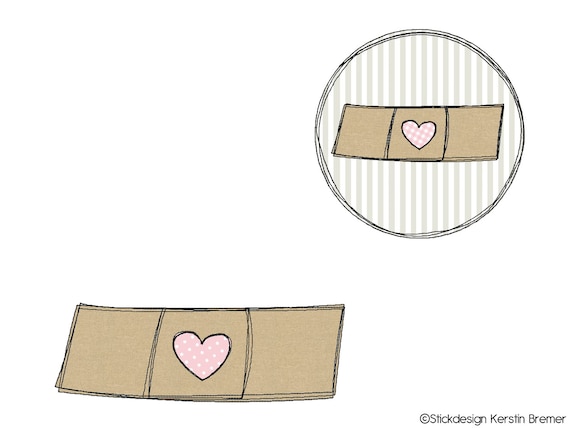 2 Stickdatei Pflaster Mit Herz 10x10 4x4 Set Doodle Etsy