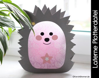 Hedgehog lantern SVG DXF plotter file with craft instructions for download, make St. Martin's lantern template, lantern festival, children's lantern