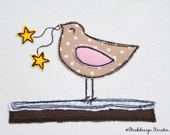 Embroidery file Vogel Sterne 10x10 (4x4) Doodle Application Embroidery Pattern