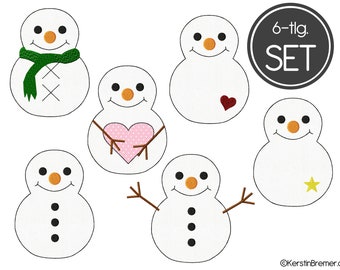 Stickdatei Schneemann Set 13x18 (5x7) Doodle Applikation