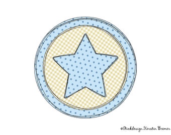 Embroidery file star button 10x10 (4x4) Doodle application embroidery pattern