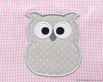 Embroidery file owl application 15 cm for 13x18 embroidery frame, flat satin stitch owl application