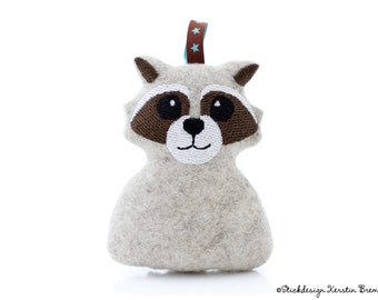 ITH Embroidery File Raccoon 10x10 (4x4) - Pendant, Keychain, Mobile, Cuddly Toy & Decoration