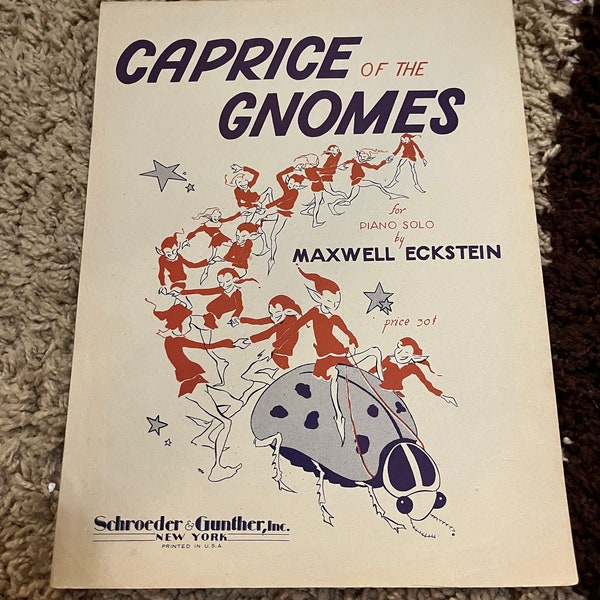 Caprice of the Gnomes by Maxwell Eckstein 1939 piano solo VINTAGE Sheet Music