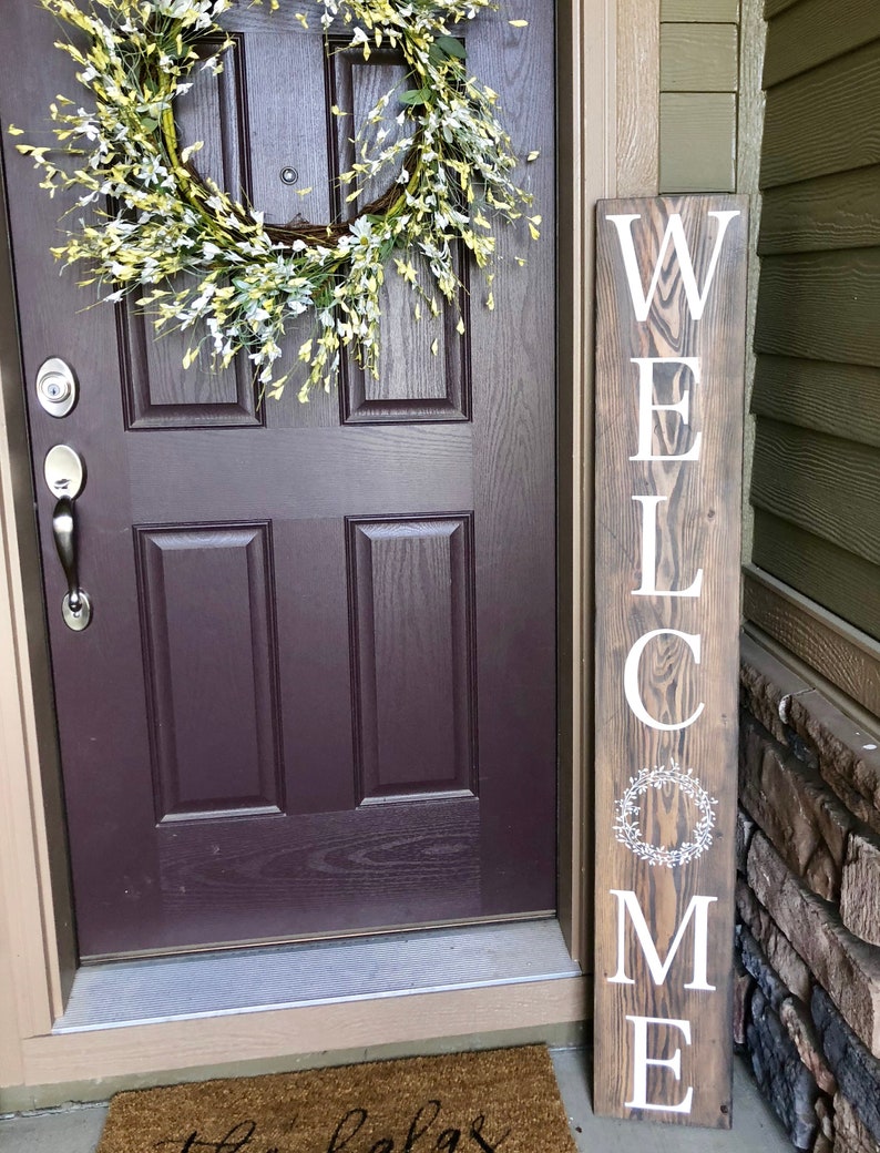 5ft Large Wooden Welcome Front Door Sign Image 0