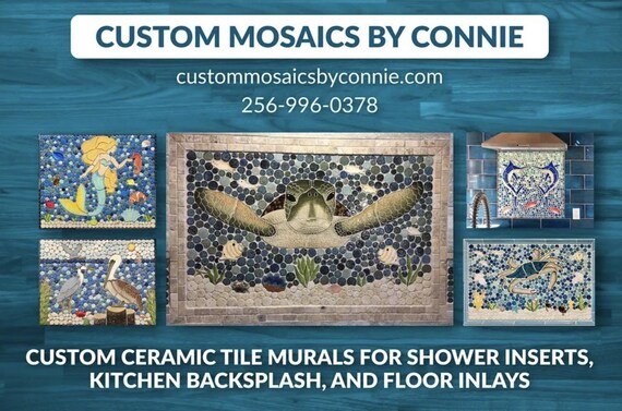 20x32 Inches. Custom Mosaic Jellyfish Back-splash or Shower Insert