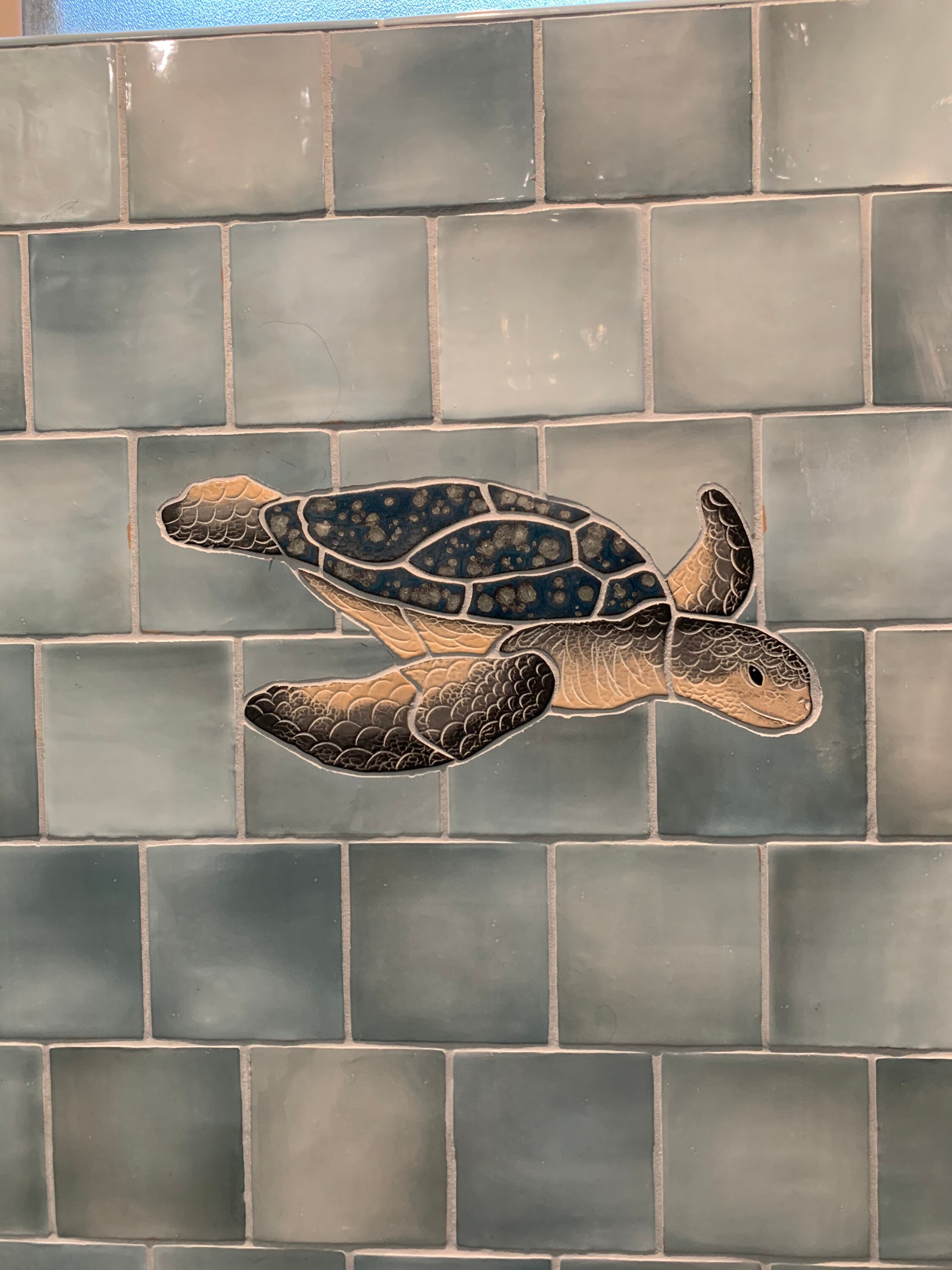 NEW Custom Ceramic Tile Mosaic Sea Turtle Indigo. | Etsy