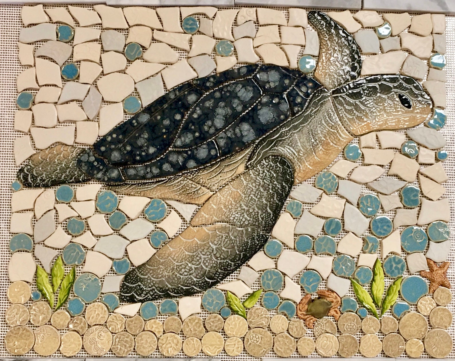 DIY Custom Mosaic Sea Turtle indigo Back Splash or Etsy