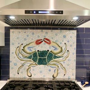24x26 Handmade Ceramic Mosaic Backsplash or Shower insert on mesh.  Please read description for details.