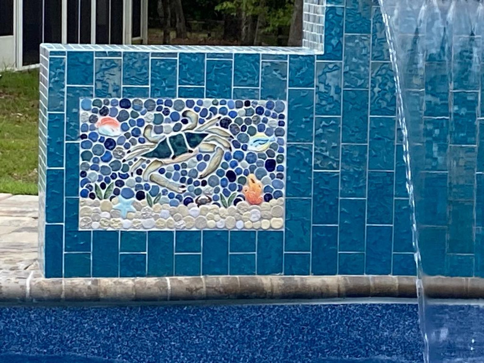 24x26 Handmade Ceramic Mosaic Backsplash or Shower Insert on Mesh ...