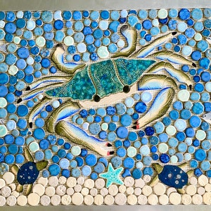 Blue Crab Ceramic Tile Mosaic Backsplash or Wall Art SIZE 20X24