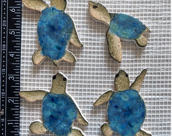 Custom Ceramic Tile Mosaic Baby Sea Turtle's set of 4 (Small)