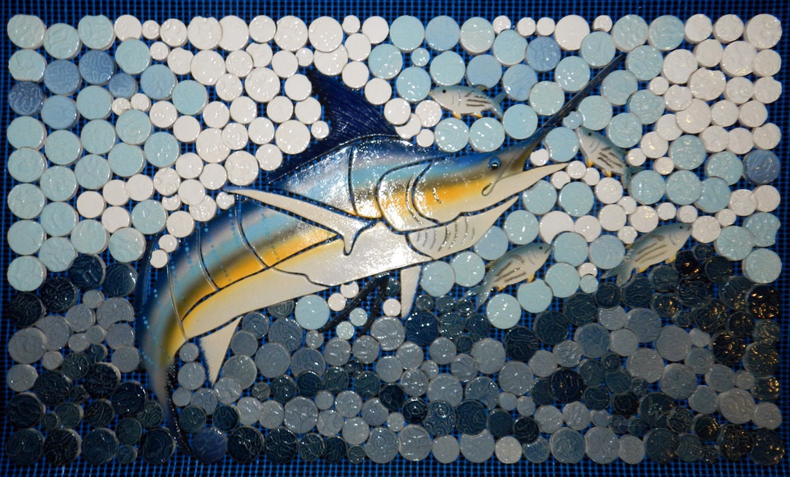 DIY Ceramic Tile Mosaic Marlin Backsplash Etsy
