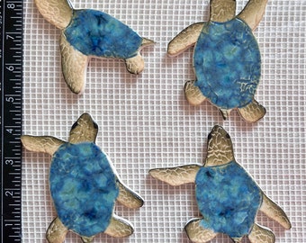 NEW LARGER Custom Ceramic Tile  Baby Sea Turtle's set of 4.