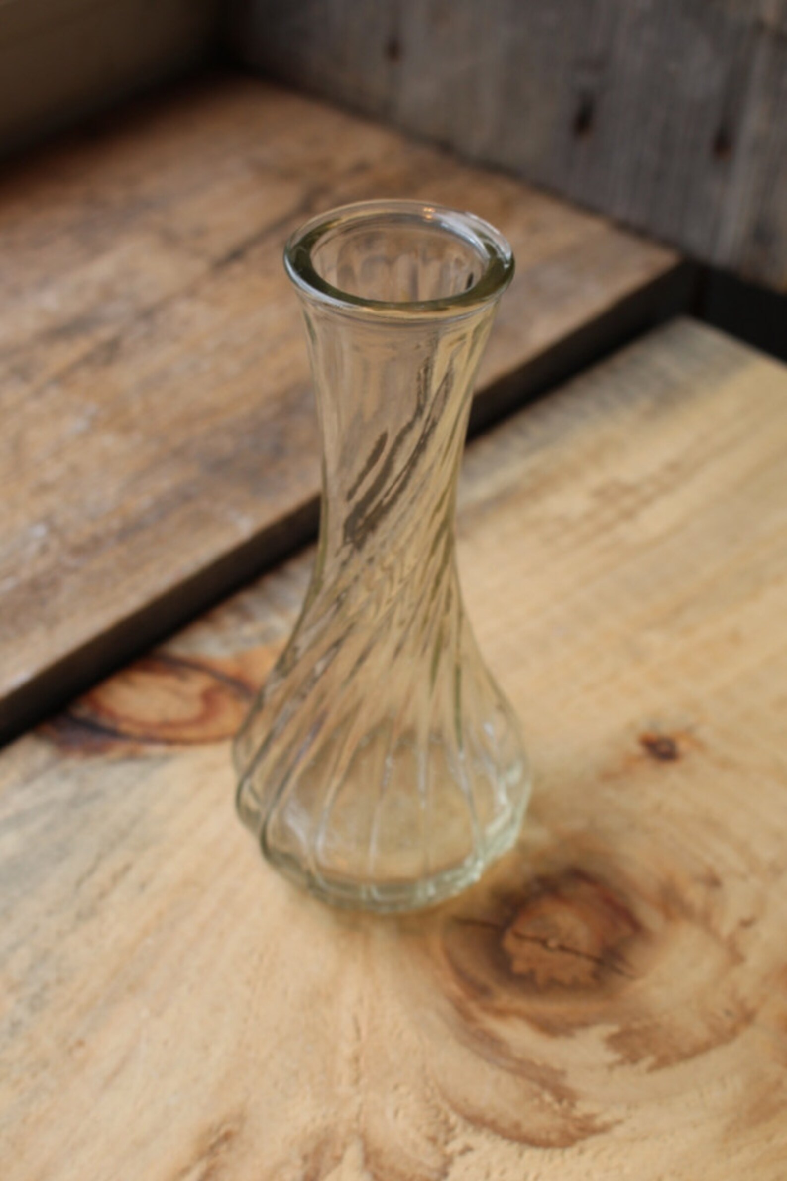 Vintage 6 Tall Hoosier Clear Glass Vase with Swirl Etsy