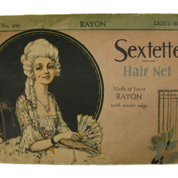 Sextette Hair Net No. 450 Rayon Light Brown French Importing Co Chicago 1920s