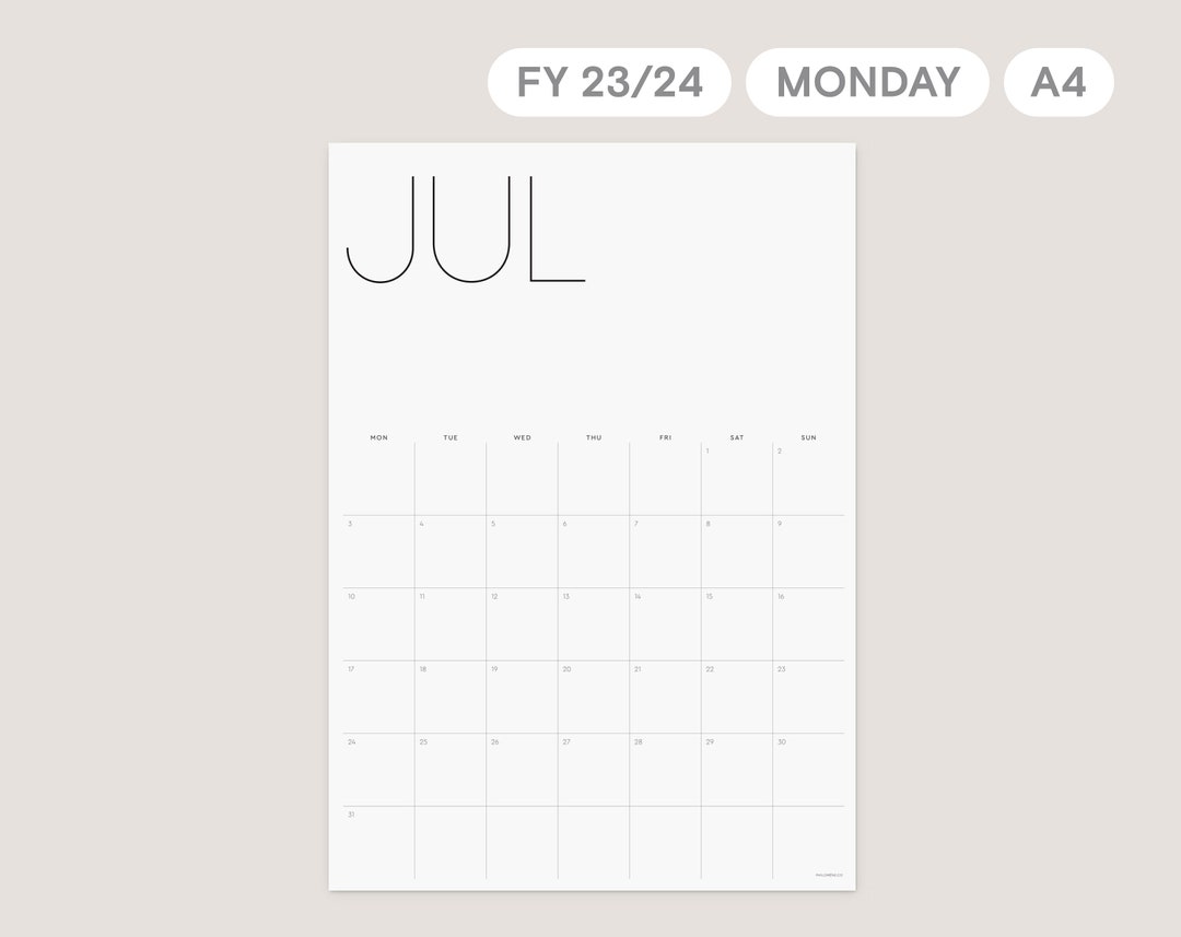 FY 23/24 A4 Monthly Calendar Printable Minimal Portrait Etsy FY 23/24 A4 Monthly Calendar Printable Minimal Portrait Etsy