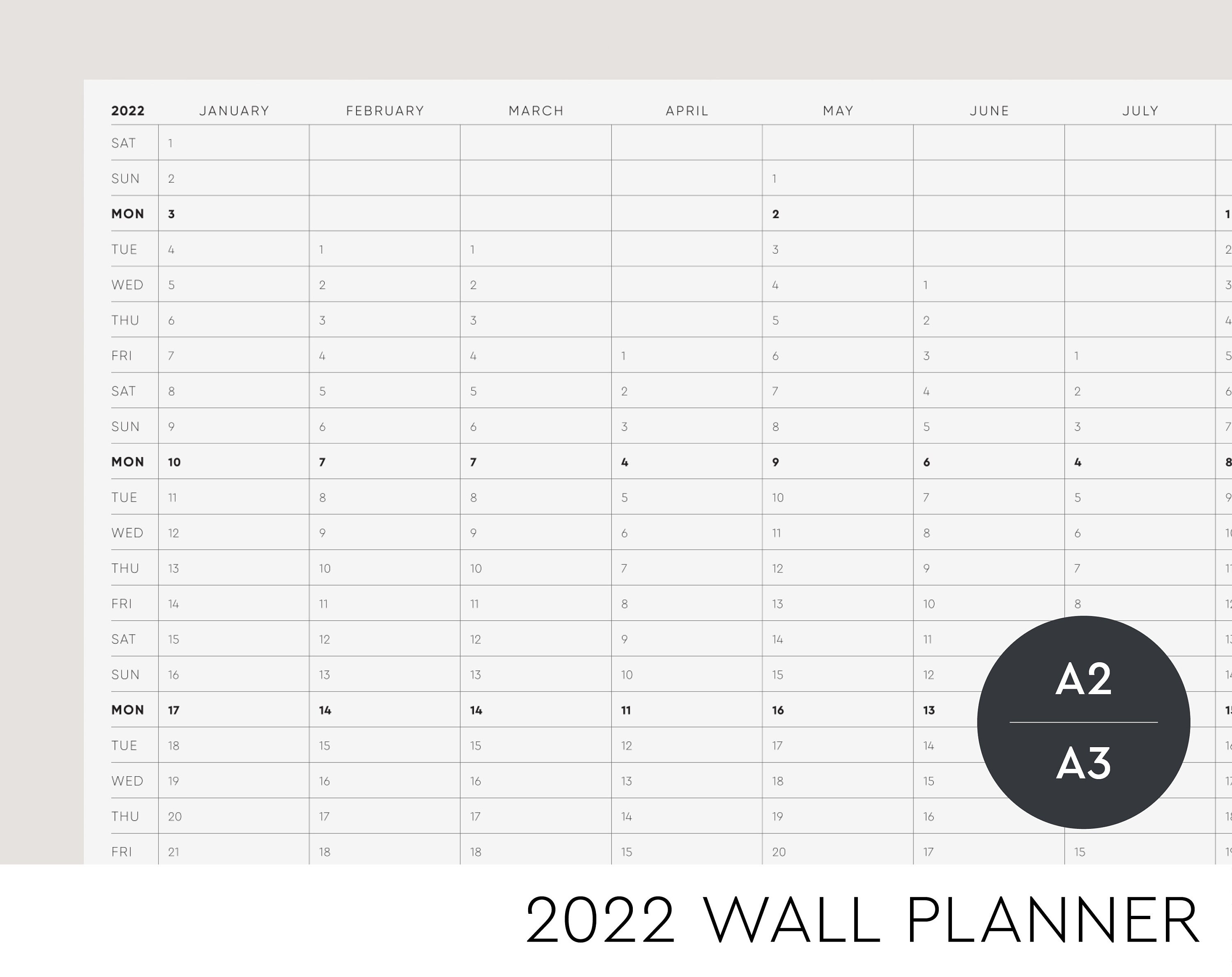 Free Printable A3 Wall Planner 2022 Printable Form Te vrogue.co