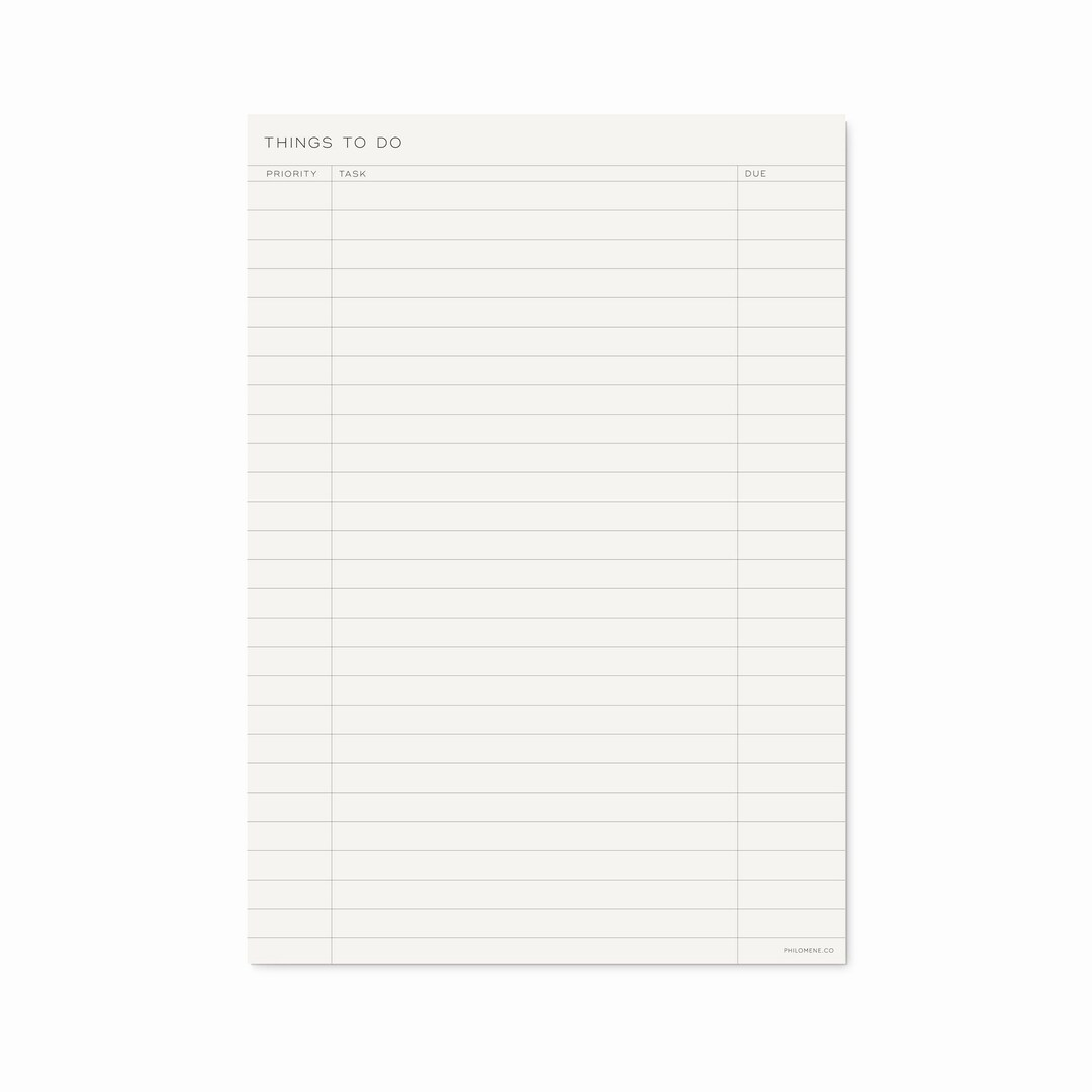 Things to Do Pad A4 to Do List, Productivity, Desk Planner, Schedule, Agenda, Minimal, Priority