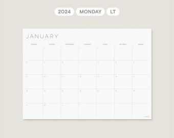 2024 LETTER Monthly Planner Printable – Monday Week Start