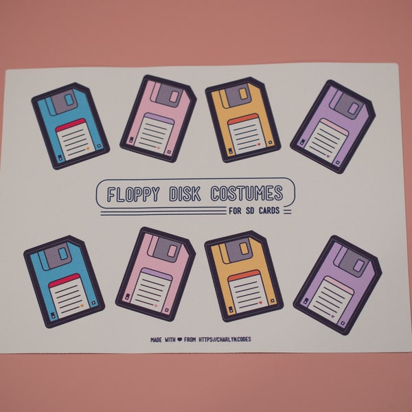 8pcs Floppy Disk Stickers - Costume pour cartes SD! Cadeau rétro tech amusant