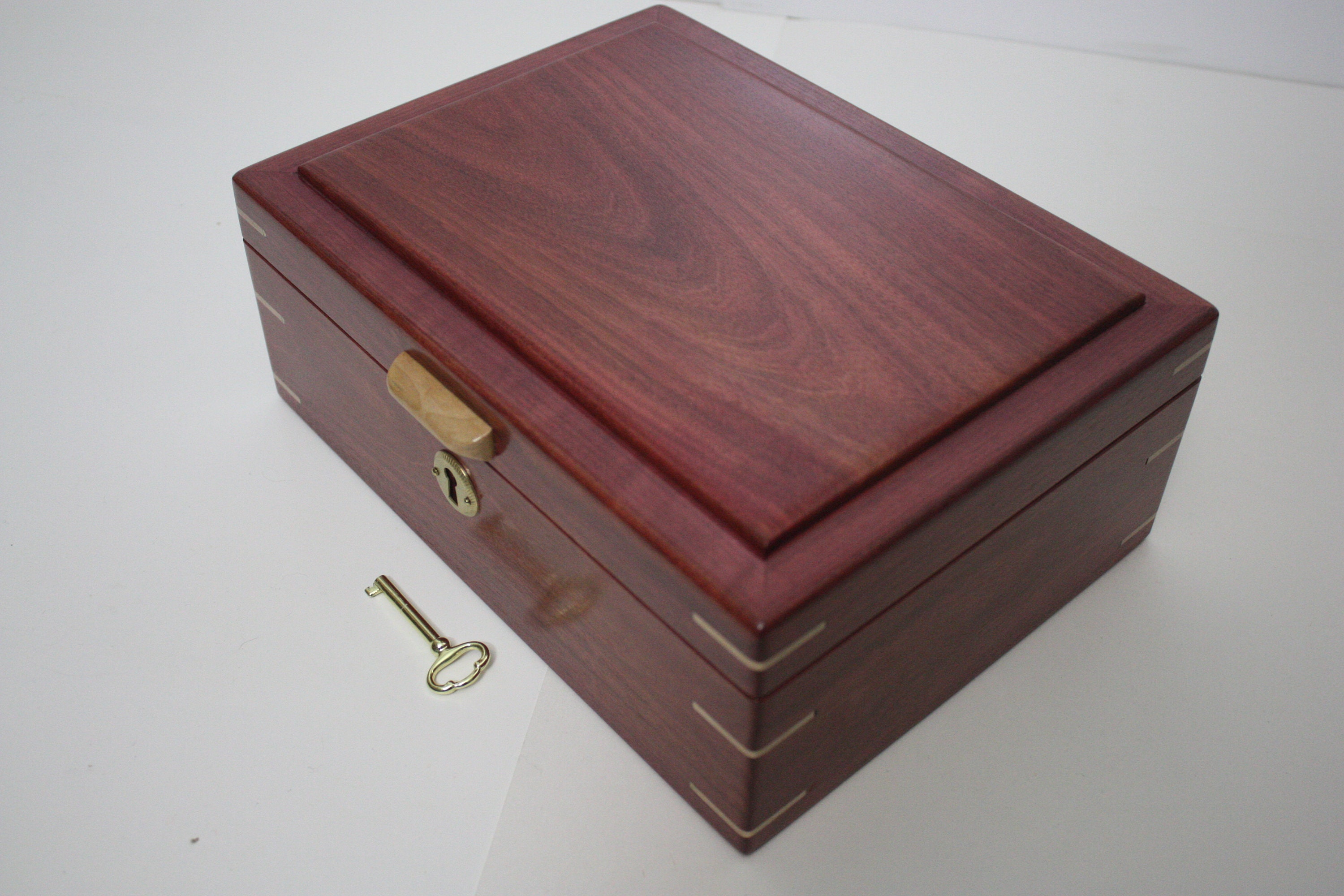 Locking Handmade Purple Heart Wood Box Valet Keepsake Locking Handmade Purple Heart Wood Box Valet Keepsake Secretary Lift Out Tray Adjule Removable Dividers