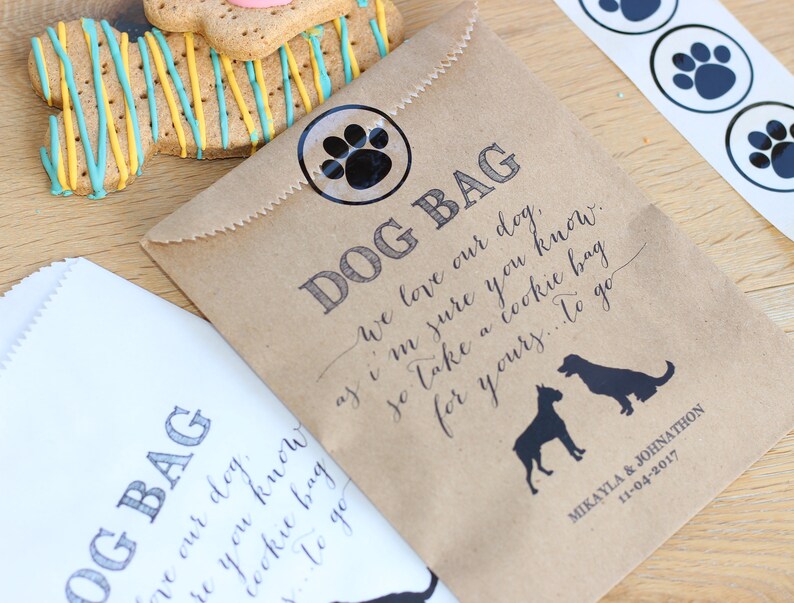 Dog Bag. Doggie Treats. Wedding Dog Favor Bag. Paper Bag for Etsy