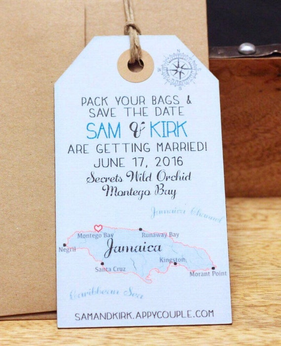 Save the Date Luggage Tags destination wedding Ireland, save the date Map Invitations Beach Wedding luggage tags