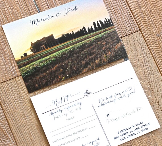 italy post card rsvp 2 sided destination wedding invitation etsy
