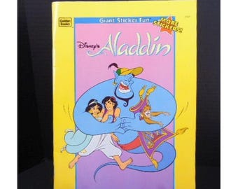 Vintage 1993 Disney Aladdin Giant Sticker Fun Coloring Book Golden Books