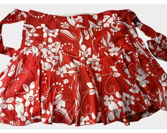 Vintage NOS Torrid White Red Hawaiian Mini Skirt 18 Floral Tie Back Flared Mini