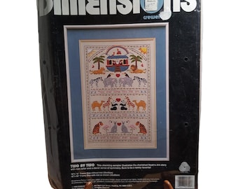 Vintage Dimensions Two By Two #1399 Noahs Ark Crewel Embroidery Kit 12"x18" NOS