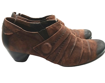 Gabor Comfort Brązowe Skórzane Plisowane Niskie Buty Shootie Buty UK 7 USA Botki