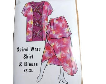 Vintage 90s Birch Street Clothing Sewing Pattern Uncut XS  XL Spiral Wrap Skirt