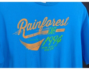Maglietta vintage Rainforest Cafe Downtown Disney 1994 2XL blu Delta Pro Resort