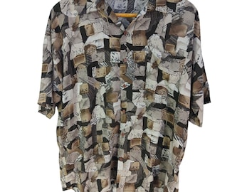 Triumph Of California Mens Abstract Print Button-Up Short Sleeve Shirt - Size L