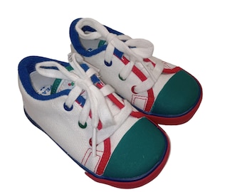 Peaks Vintage Deadstock Toddler Tennis Shoes Sneakers 5.5 W Color Block Cap Toe