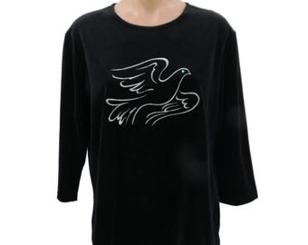 Vintage anni '90 con cuciture a vista, velluto nero vellutato, taglia L, sole mattutino argentato