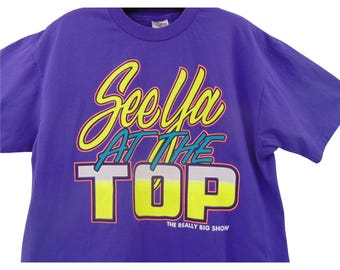 Vintage 90s See You At The Top Purple T Shirt XL Zig Ziglar Big Show Neon Art