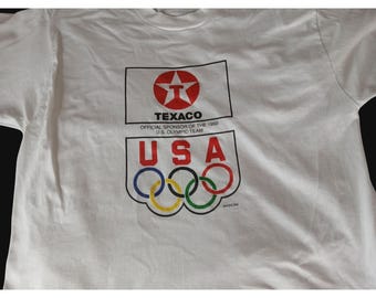 Vintage 1992 Texaco US Olympic Team White Graphic T Shirt XL Screen Stars  USA